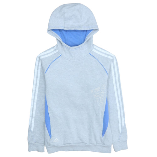 adidas Boys Grey Pullover Hoodie 13-14 Years Fleece Hooded Sweatshirt