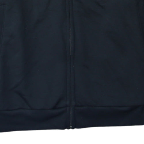 Adidas Women Black Full Zip Hoodie Small Logo Print Casual Sportswear
