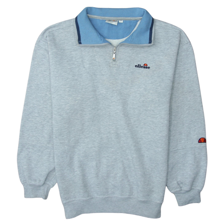 Ellesse Men's Grey 1/4 Zip Collared Sweatshirt Size S Retro Sports Style