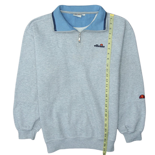 Ellesse Men's Grey 1/4 Zip Collared Sweatshirt Size S Retro Sports Style