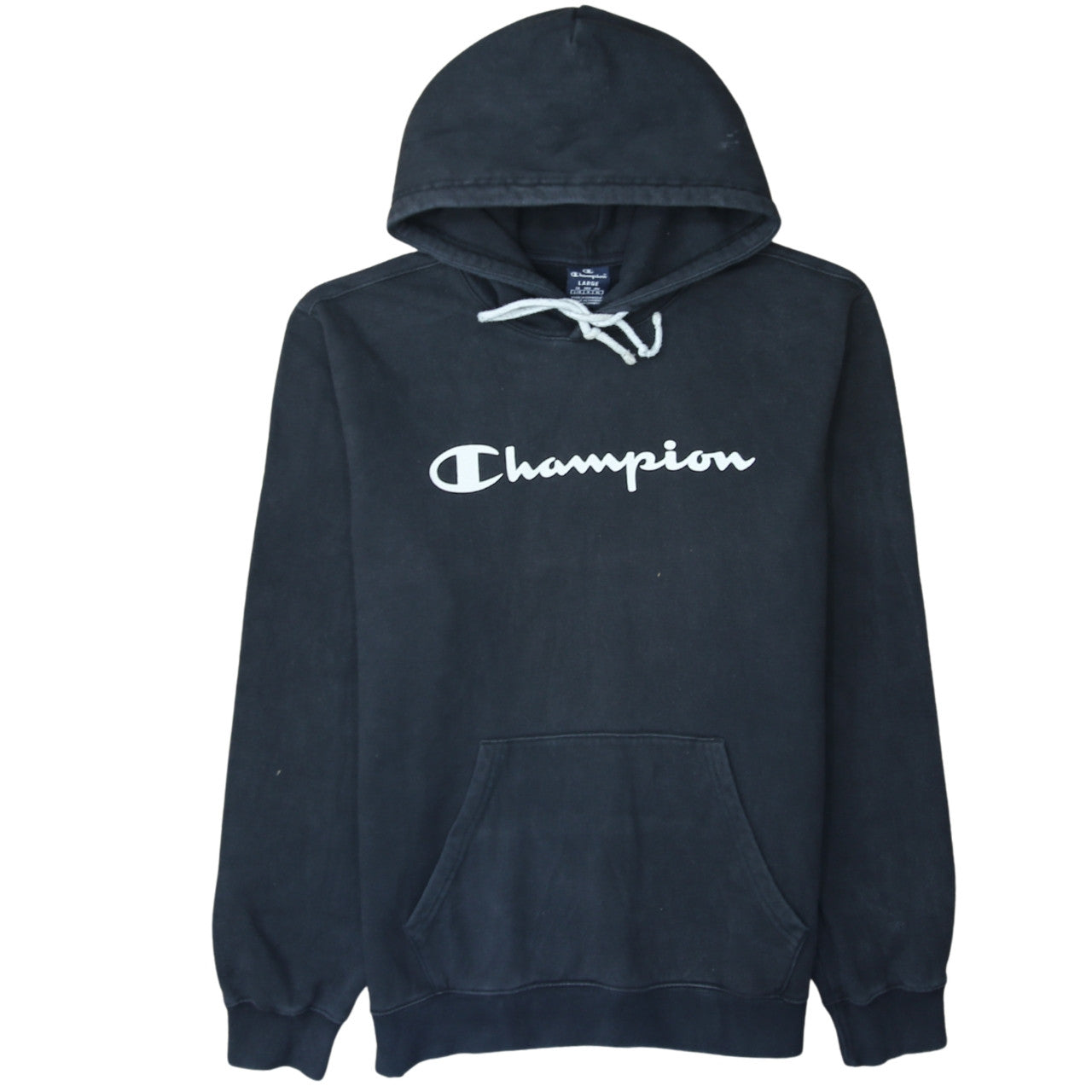 Champion Men’s Black Pullover Hoodie Large Fleece Logo Sweatshirt