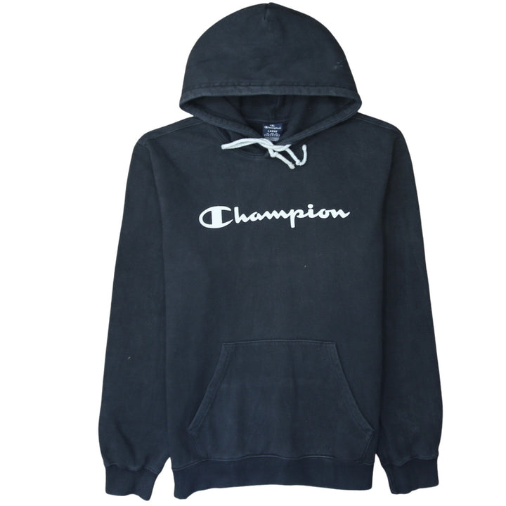 Champion Men’s Black Pullover Hoodie Large Fleece Logo Sweatshirt
