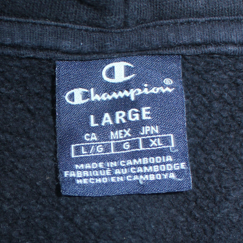 Champion Men’s Black Pullover Hoodie Large Fleece Logo Sweatshirt