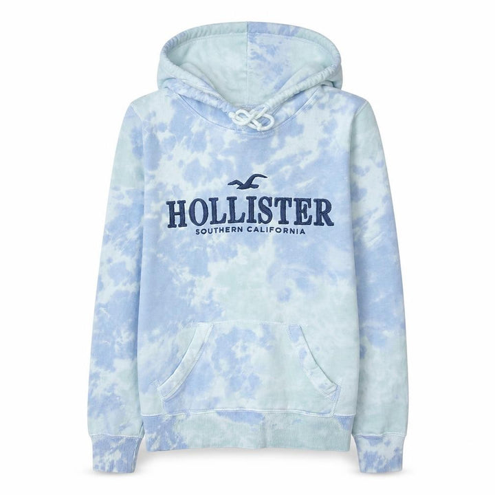 Hollister Women's Blue Tie-Dye Pullover Hoodie XS Cotton Blend