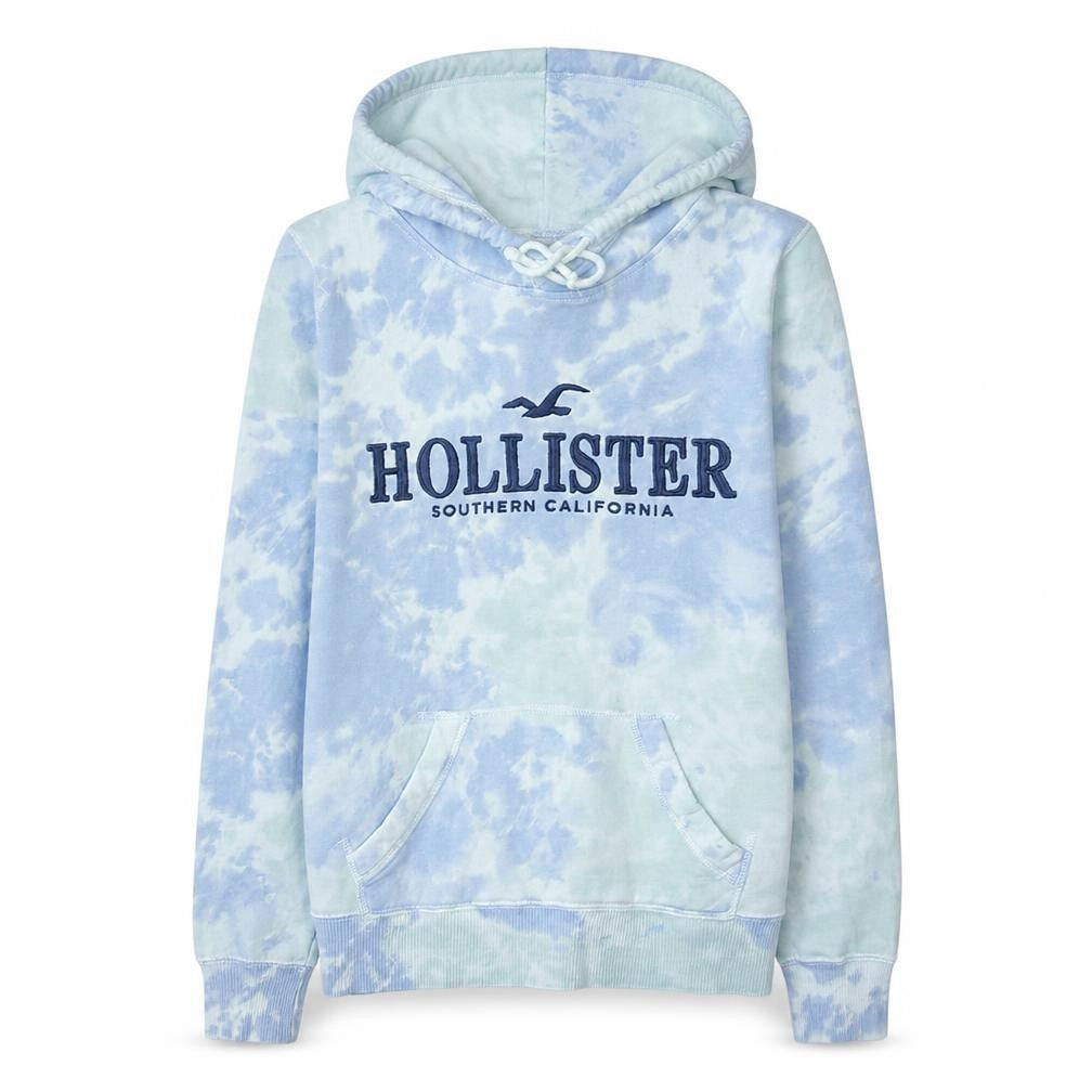 Hollister Women's Blue Tie-Dye Pullover Hoodie XS Cotton Blend