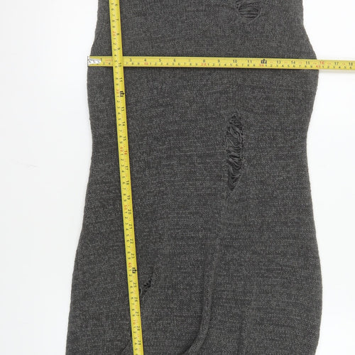 PrettyLittleThing Women Grey Sleeveless Knit Bodycon Dress L