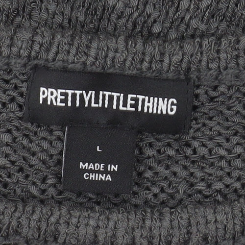 PrettyLittleThing Women Grey Sleeveless Knit Bodycon Dress L