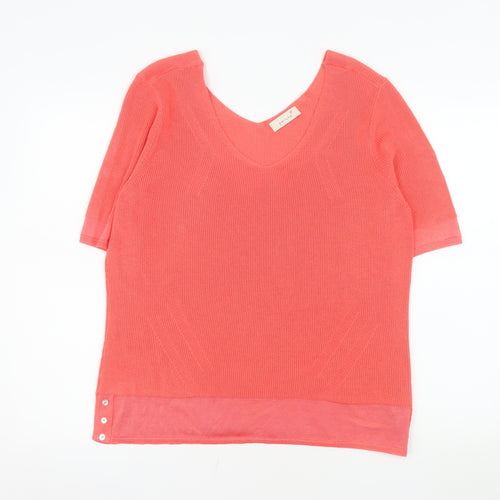 Marks and Spencer Women’s Sunblush Pink Knit V-Neck Short Sleeve Top Size 18