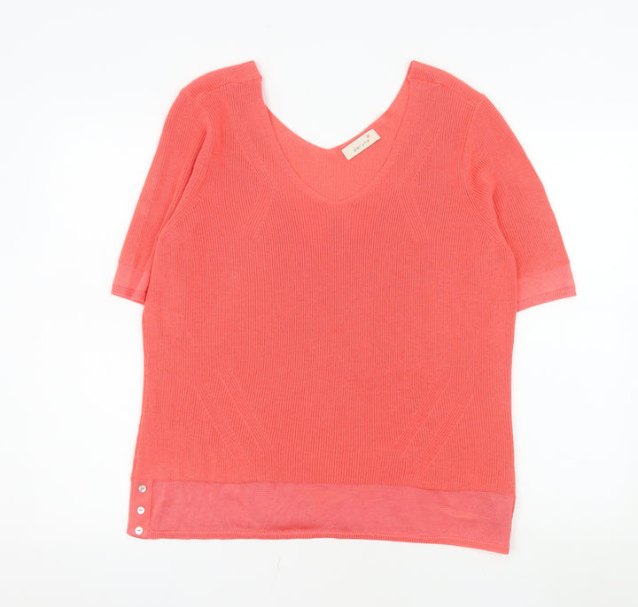 Marks and Spencer Women’s Sunblush Pink Knit V-Neck Short Sleeve Top Size 18