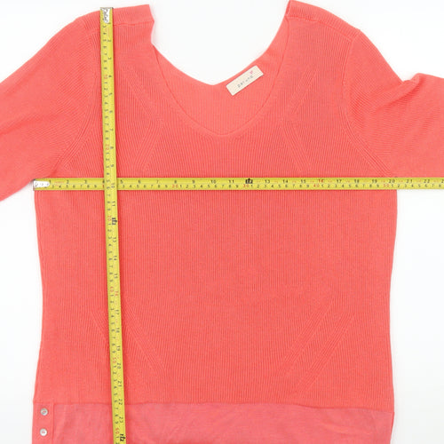 Marks and Spencer Women’s Sunblush Pink Knit V-Neck Short Sleeve Top Size 18