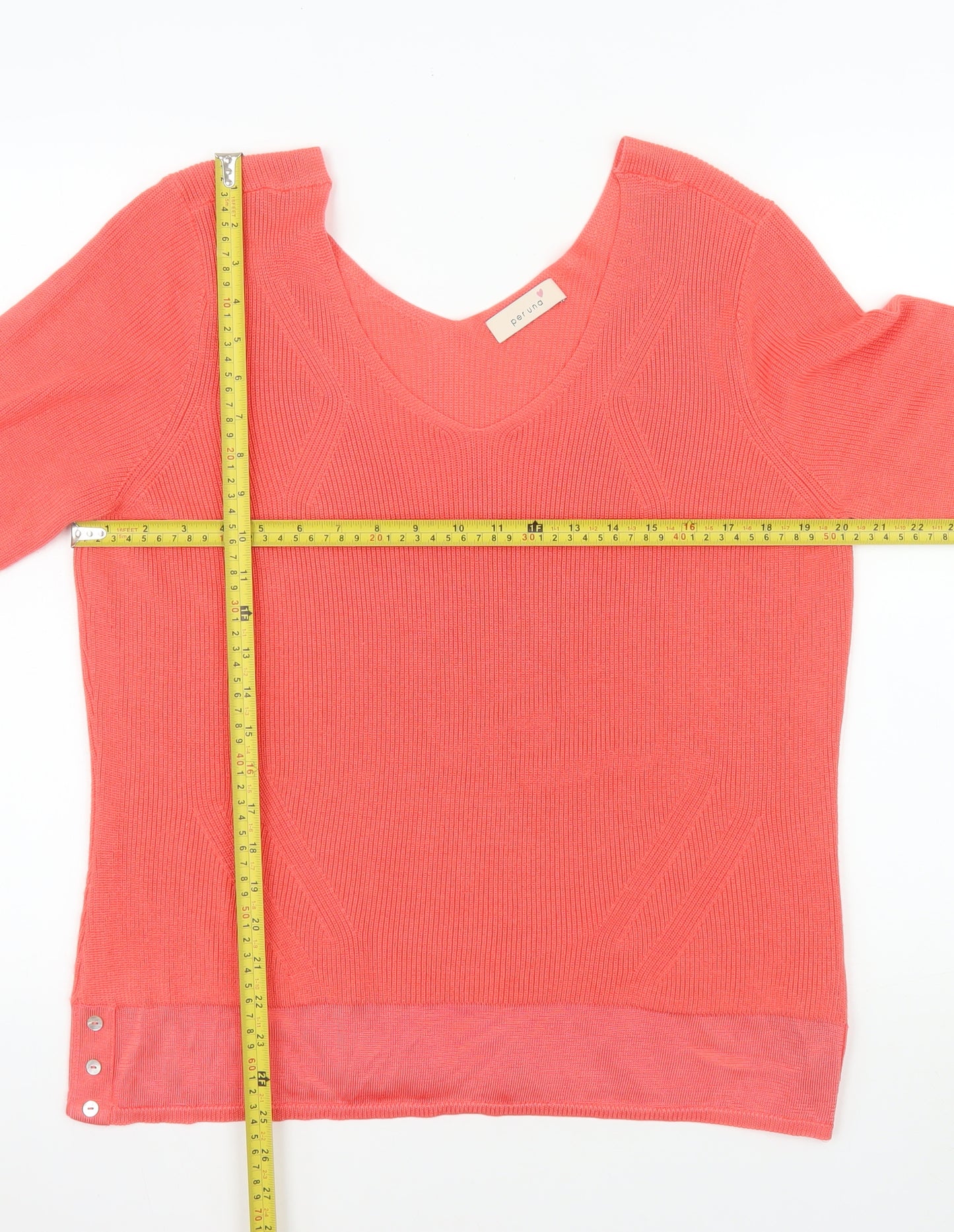 Marks and Spencer Women’s Sunblush Pink Knit V-Neck Short Sleeve Top Size 18