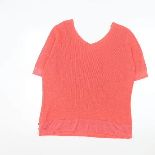 Marks and Spencer Women’s Sunblush Pink Knit V-Neck Short Sleeve Top Size 18