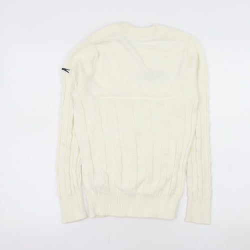 Slazenger Women's Ivory Cable-Knit V-Neck Jumper Size S
