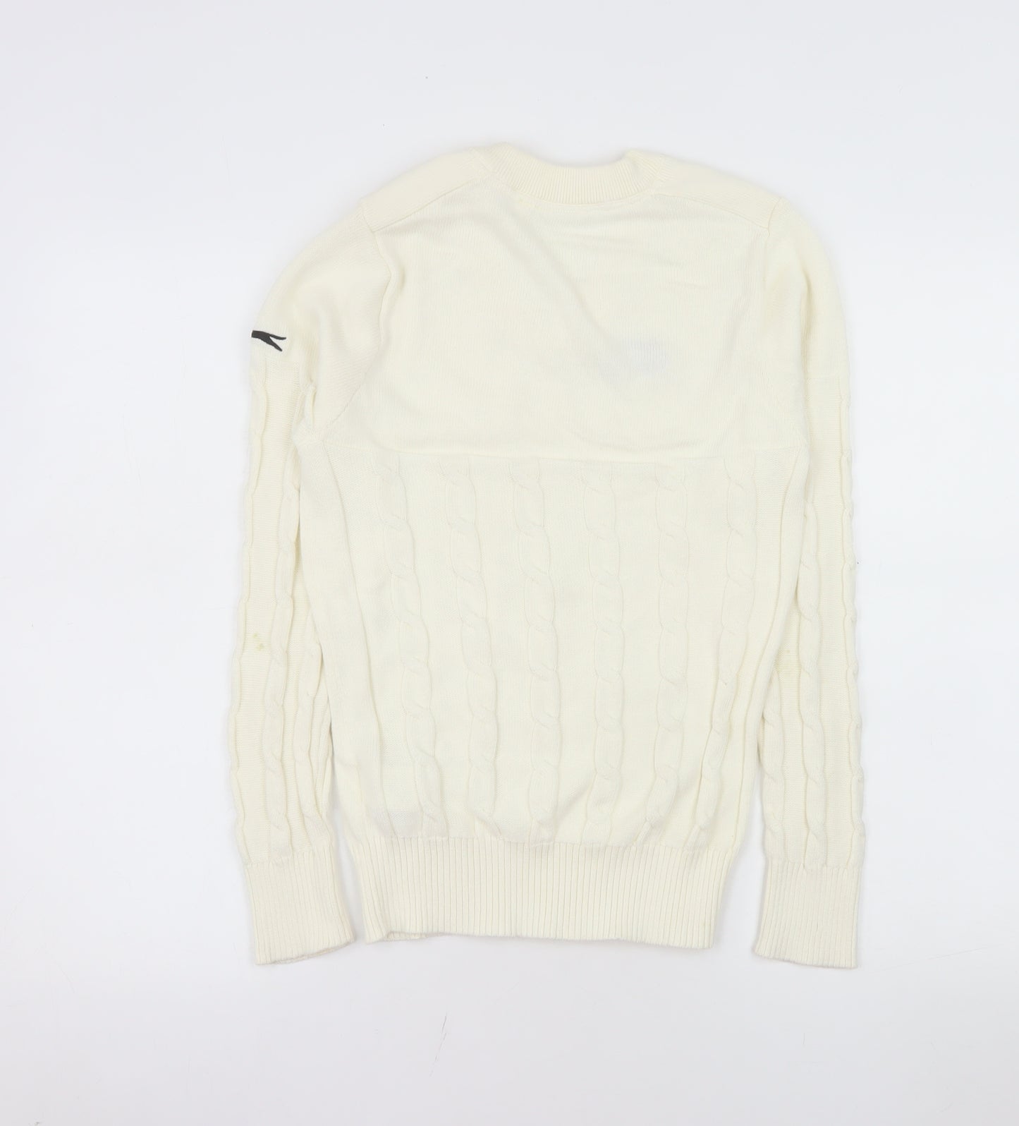 Slazenger Women's Ivory Cable-Knit V-Neck Jumper Size S