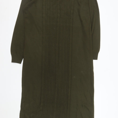 Tavin Women’s Green Knit Jumper Dress UK 8-10 Long Sleeve Midi