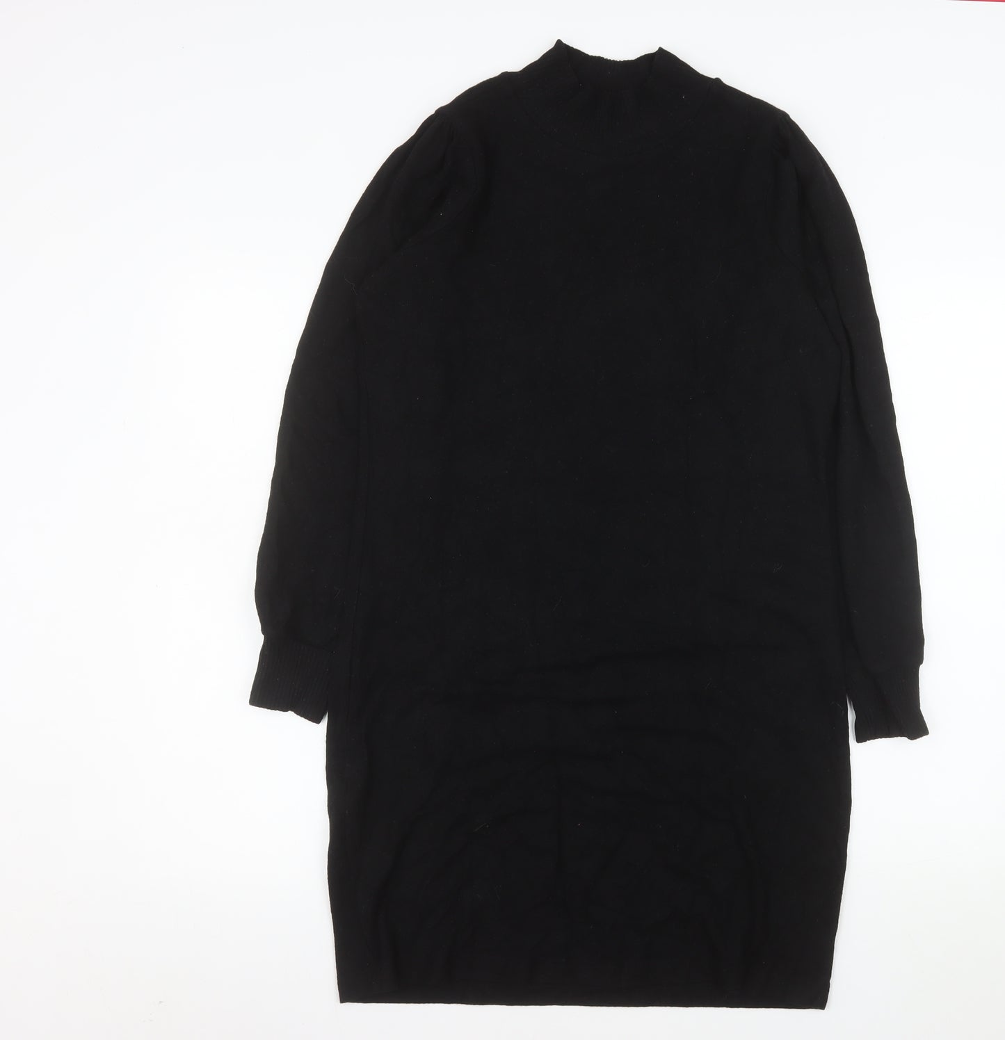 Next Women's Black High Neck Bodycon Knit Dress Size 10