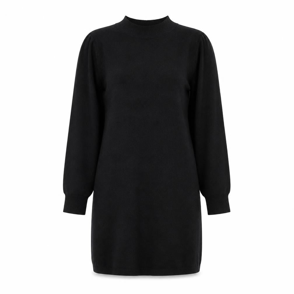 Front view of Next Women's Black High Neck Bodycon Knit Dress, size 10