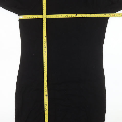 Next Women's Black High Neck Bodycon Knit Dress Size 10