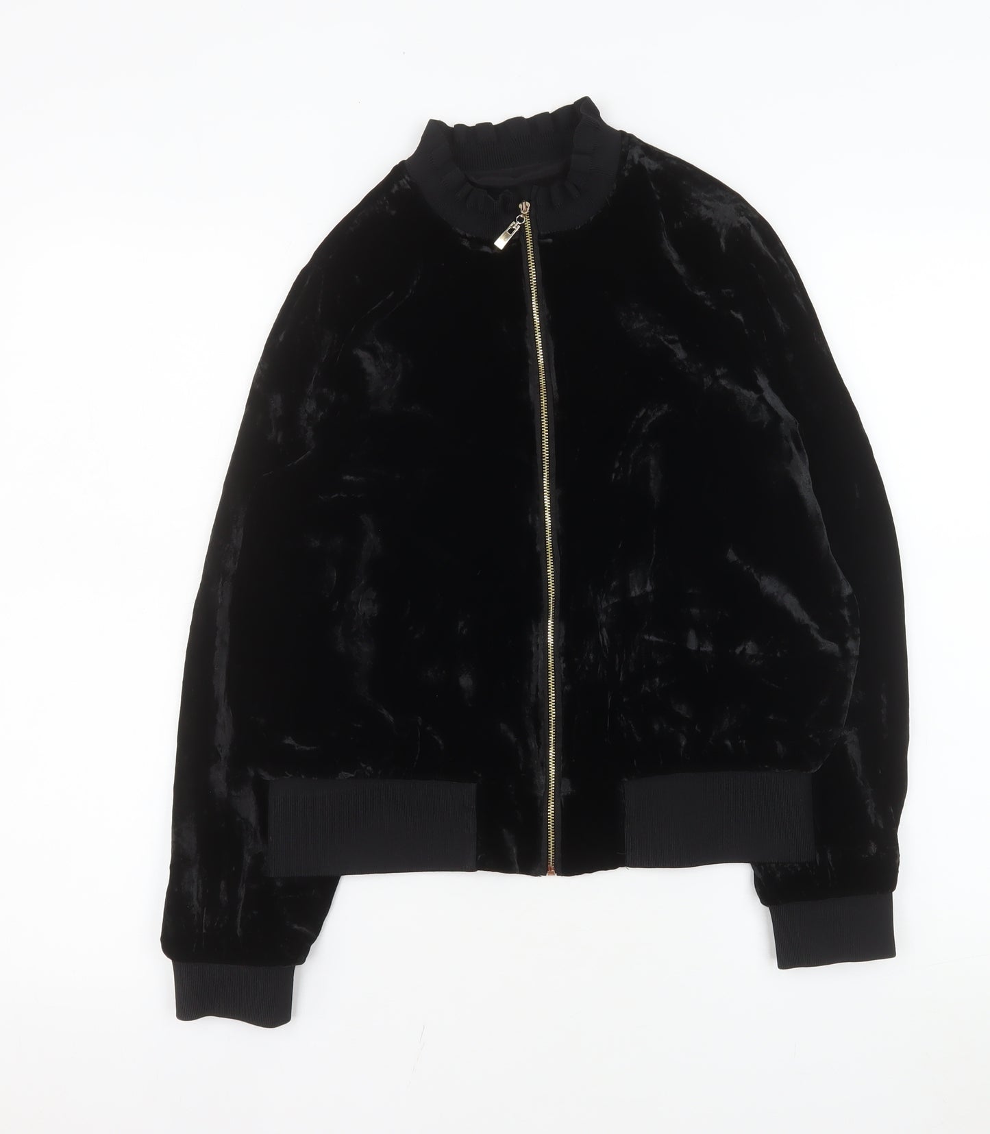 Rebecca Taylor Women’s Black Velvet Bomber Jacket Size 10
