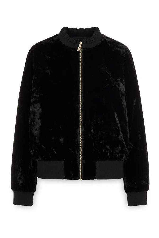 Rebecca Taylor Women’s Black Velvet Bomber Jacket Size 10