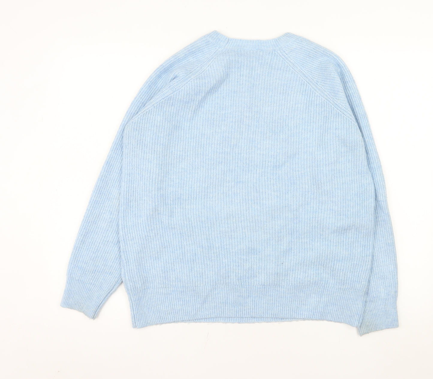 Wallis Women's Blue Beaded Knit Crew Neck Pullover Jumper Size S