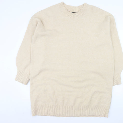 ASOS Women's Beige Crew Neck Long Sleeve Pullover Jumper Size L