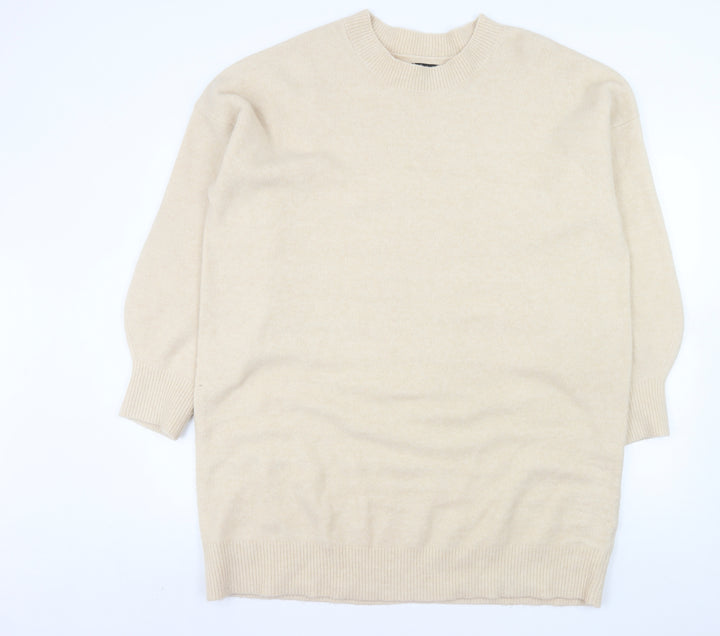 ASOS Women's Beige Crew Neck Long Sleeve Pullover Jumper Size L