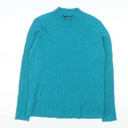 Isle Essentials Women Blue M Cable-Knit Acrylic Pullover Jumper