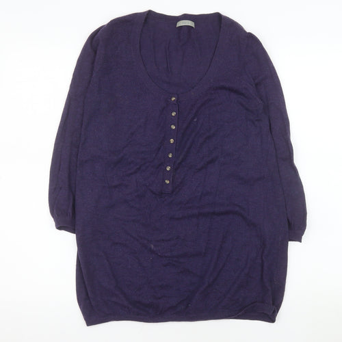 Marks and Spencer Women’s Purple Henley Wool Knit Jumper Size 10