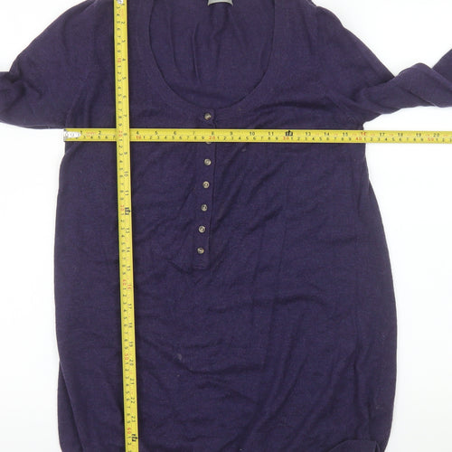 Marks and Spencer Women’s Purple Henley Wool Knit Jumper Size 10