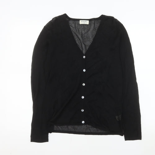 Kaliko Women's Black Long Sleeve V-Neck Button-Up Lightweight Top Size 14