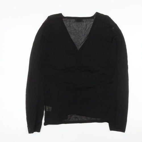 Kaliko Women's Black Long Sleeve V-Neck Button-Up Lightweight Top Size 14