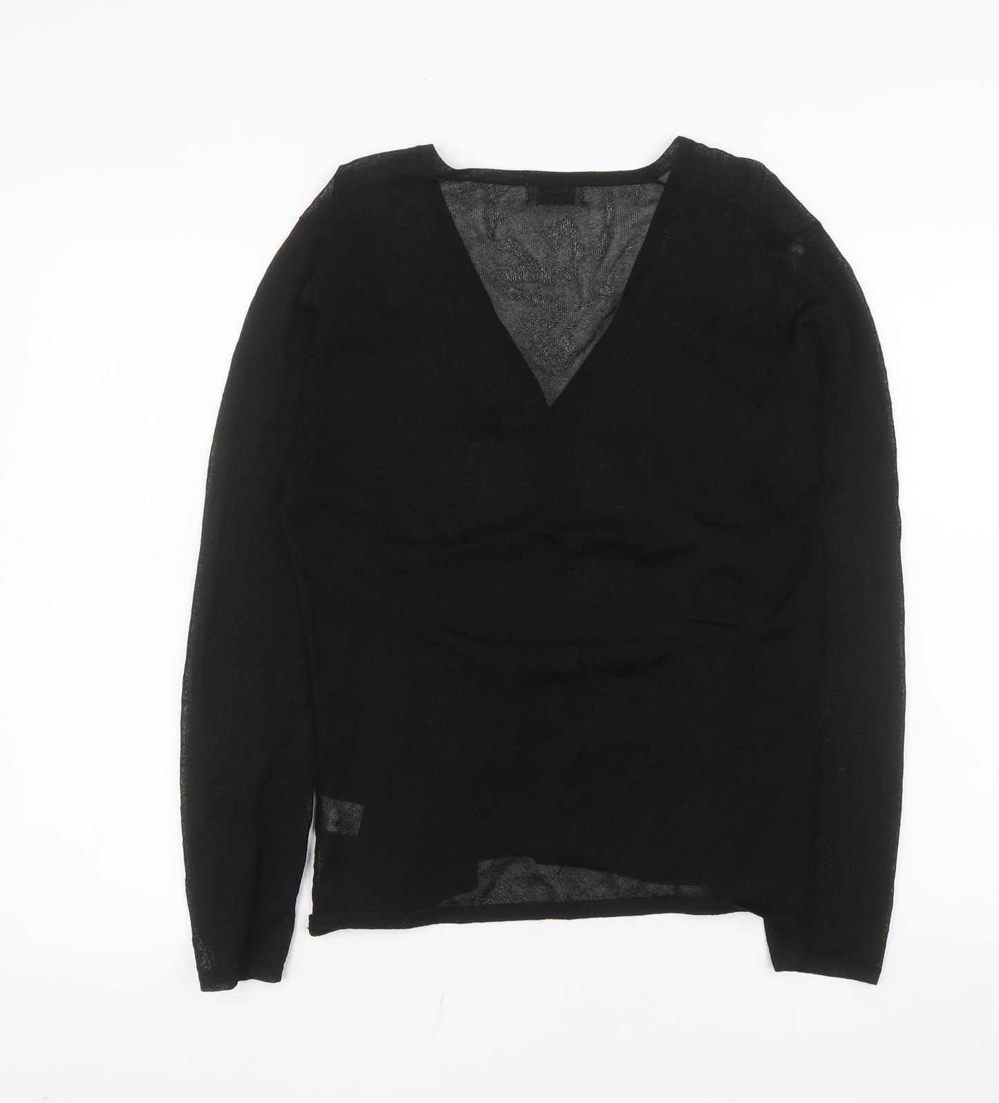 Kaliko Women's Black Long Sleeve V-Neck Button-Up Lightweight Top Size 14