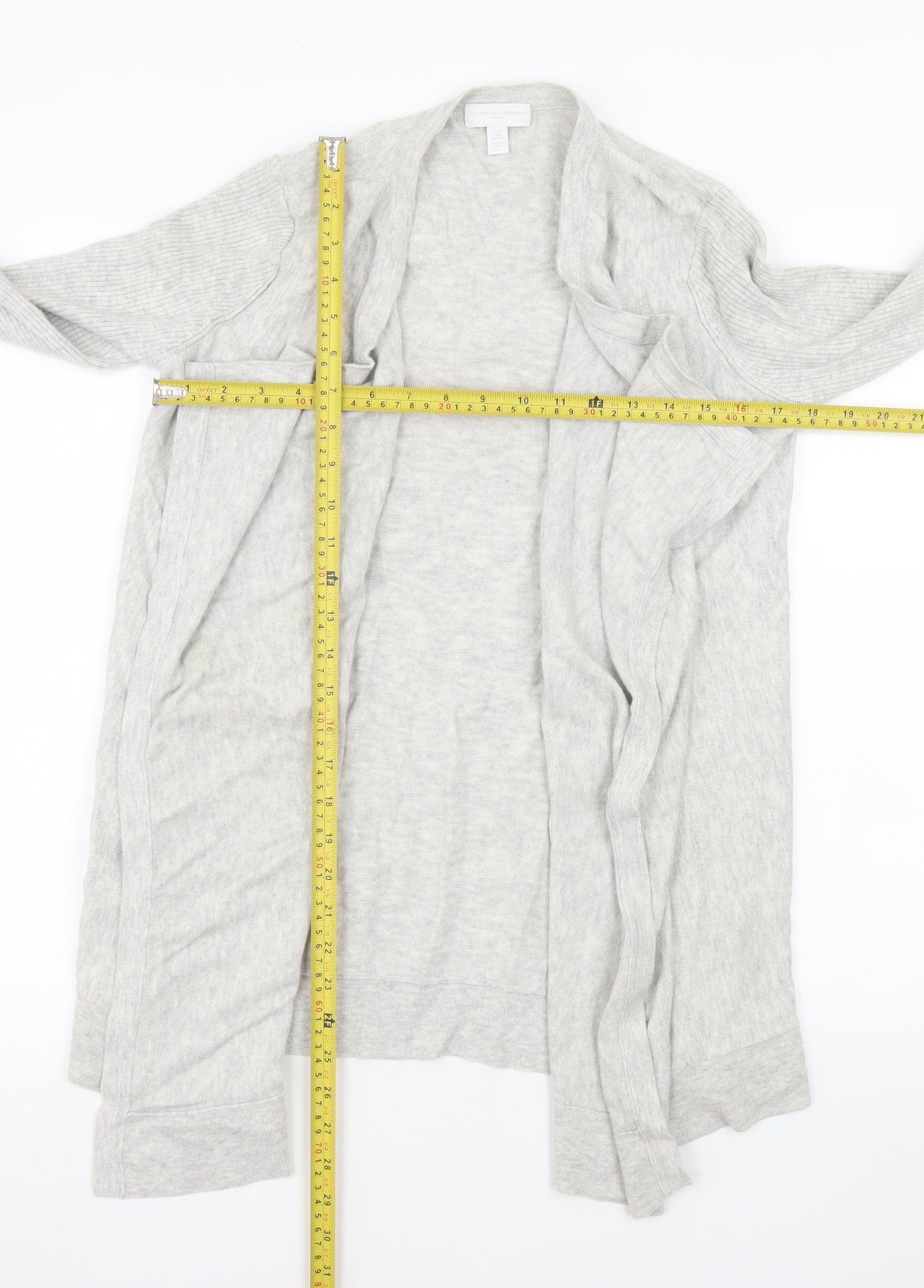 The White Company Women’s Grey Cardigan Size 12 Merino Wool Cotton Blend