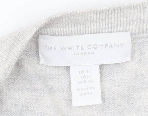 The White Company Women’s Grey Cardigan Size 12 Merino Wool Cotton Blend