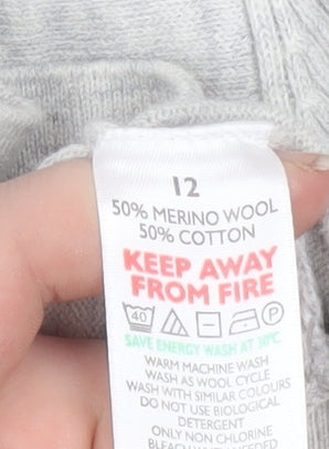 The White Company Women’s Grey Cardigan Size 12 Merino Wool Cotton Blend