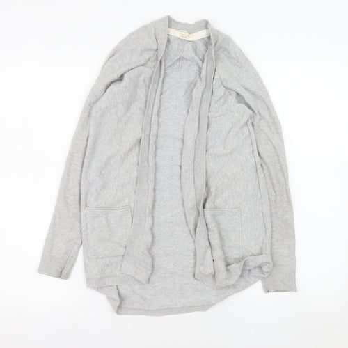 White Stuff Women's Grey Size 12 Cotton Open Cardigan