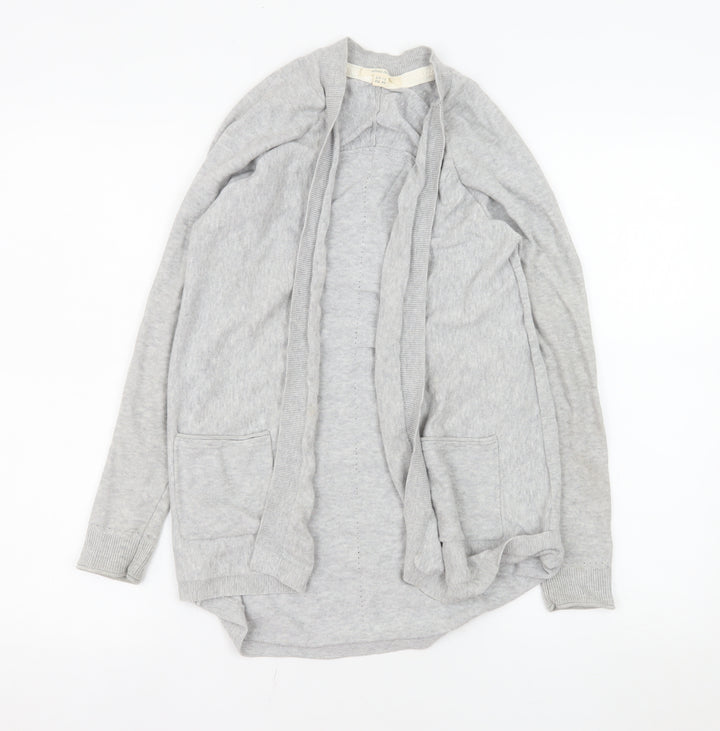 White Stuff Women's Grey Size 12 Cotton Open Cardigan
