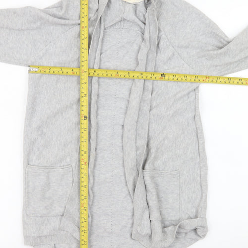 White Stuff Women's Grey Size 12 Cotton Open Cardigan