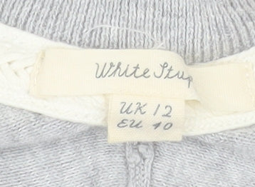 White Stuff Women's Grey Size 12 Cotton Open Cardigan