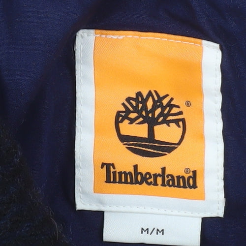 Timberland Men's Blue Check Wool Blend Mid-Length Jacket M