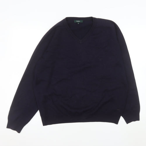 Wolsey Men's Blue Merino Wool Blend V-Neck Jumper L