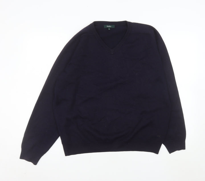Wolsey Men's Blue Merino Wool Blend V-Neck Jumper L
