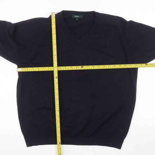Wolsey Men's Blue Merino Wool Blend V-Neck Jumper L