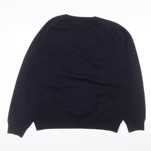 Wolsey Men's Blue Merino Wool Blend V-Neck Jumper L