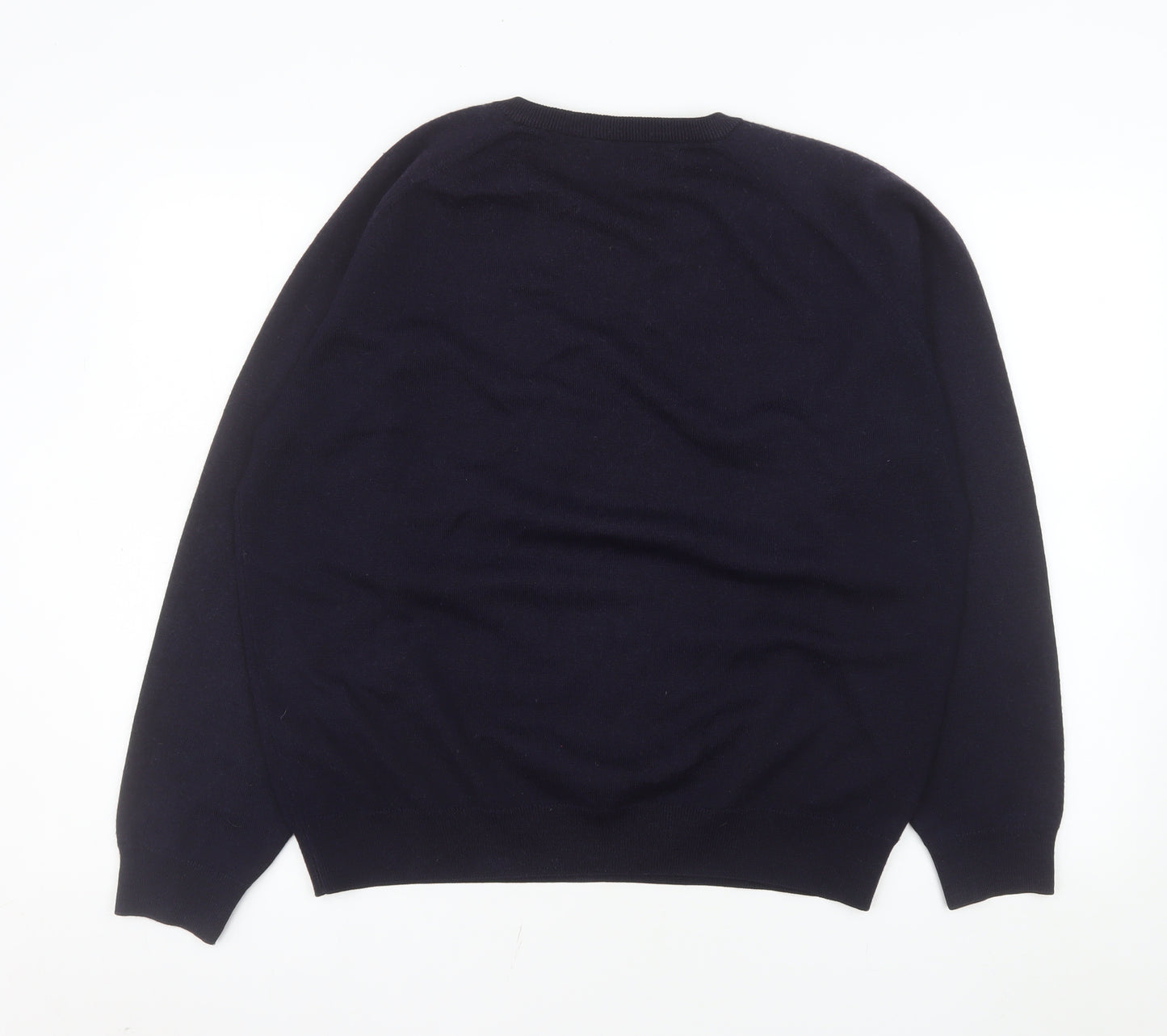 Wolsey Men's Blue Merino Wool Blend V-Neck Jumper L