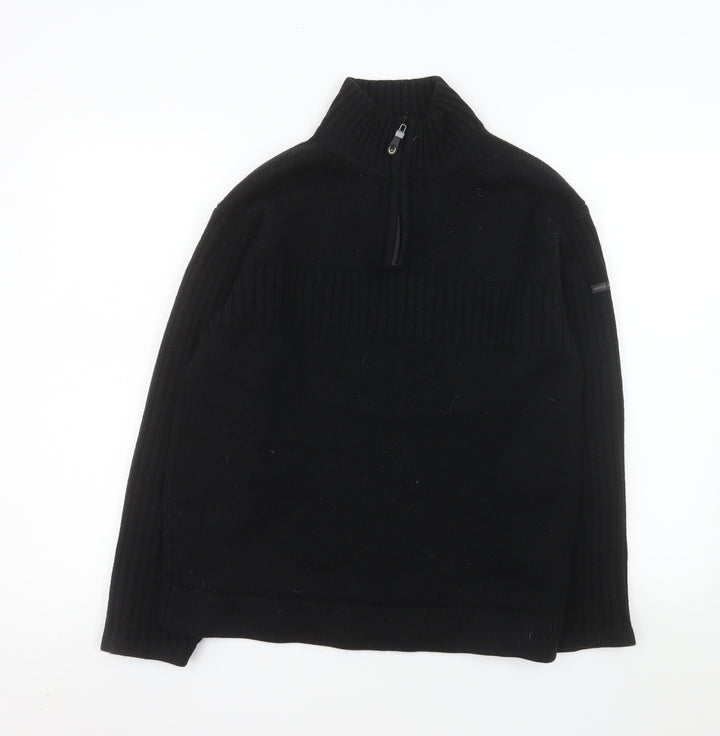 Duck and Cover Men's Black Medium 1/4 Zip Knit Pullover Sweatshirt