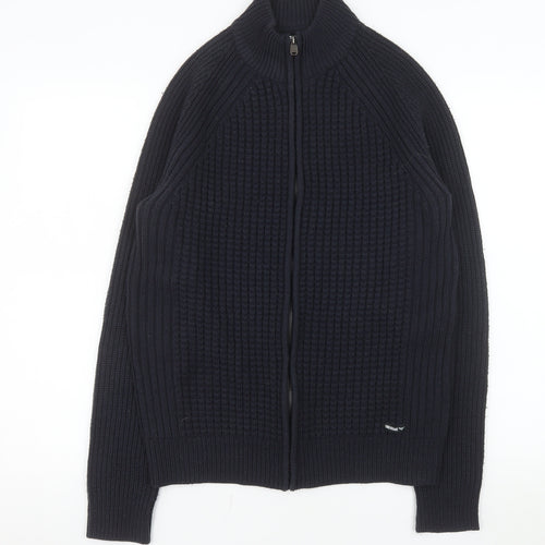 Threadbare Men Black Knit Full Zip Basic Jacket Size M