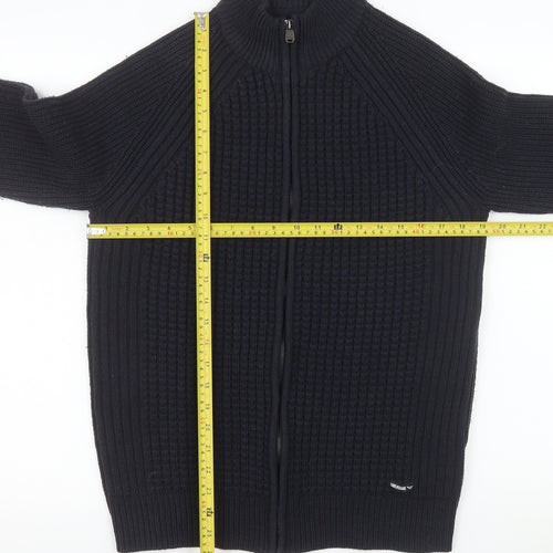 Threadbare Men Black Knit Full Zip Basic Jacket Size M