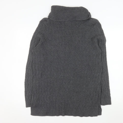 Charter Club Women Grey XL Roll Neck Cable-Knit Tunic Jumper